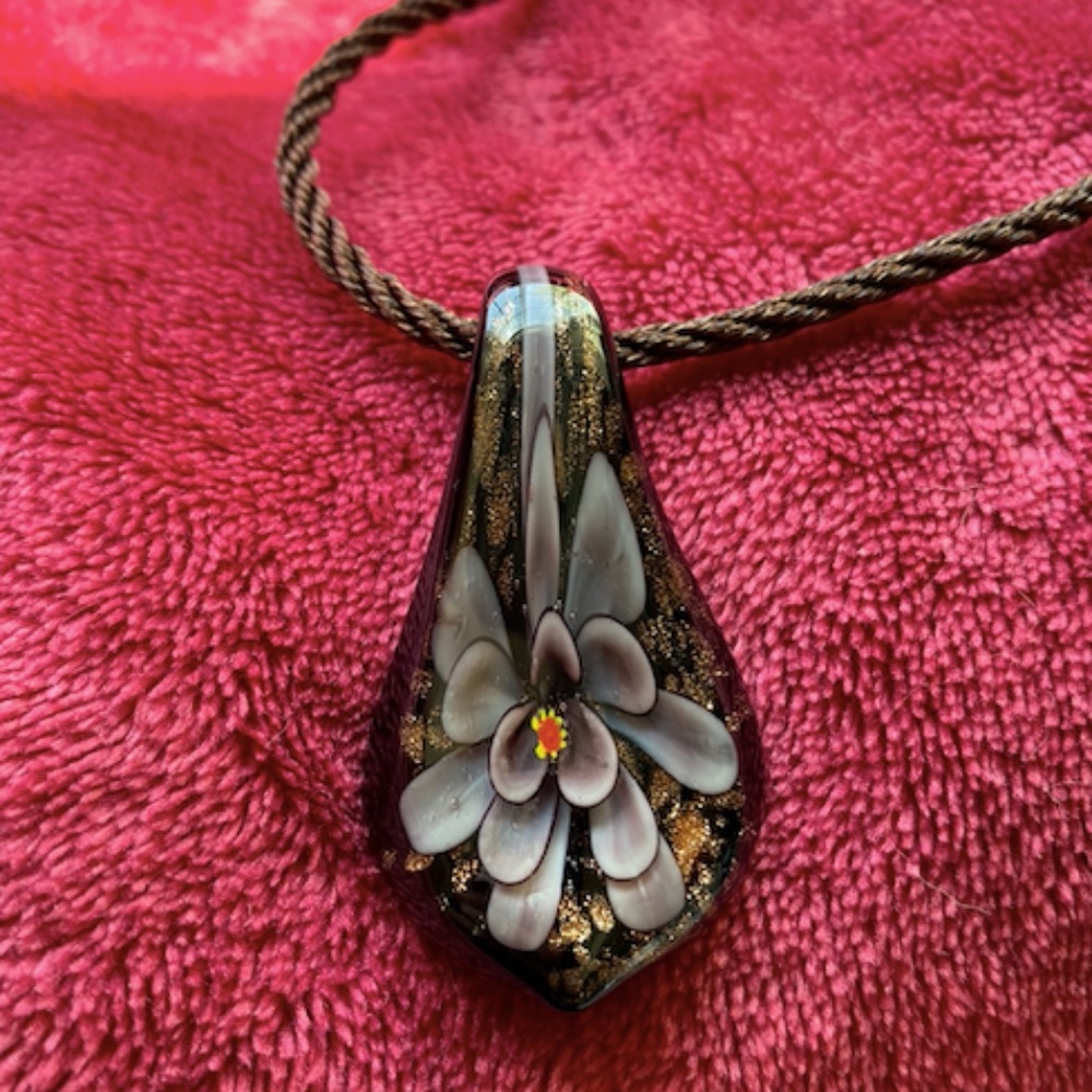 Vintage floral/flower glass pendant